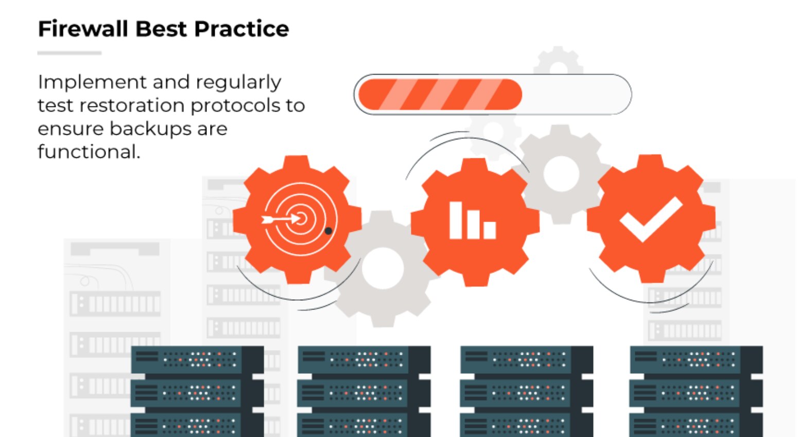 Prática recomendada de firewall: implemente e teste regularmente os protocolos de restauração para garantir que os backups sejam funcionais.
