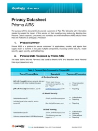 Privacidade do Prisma AIRS
